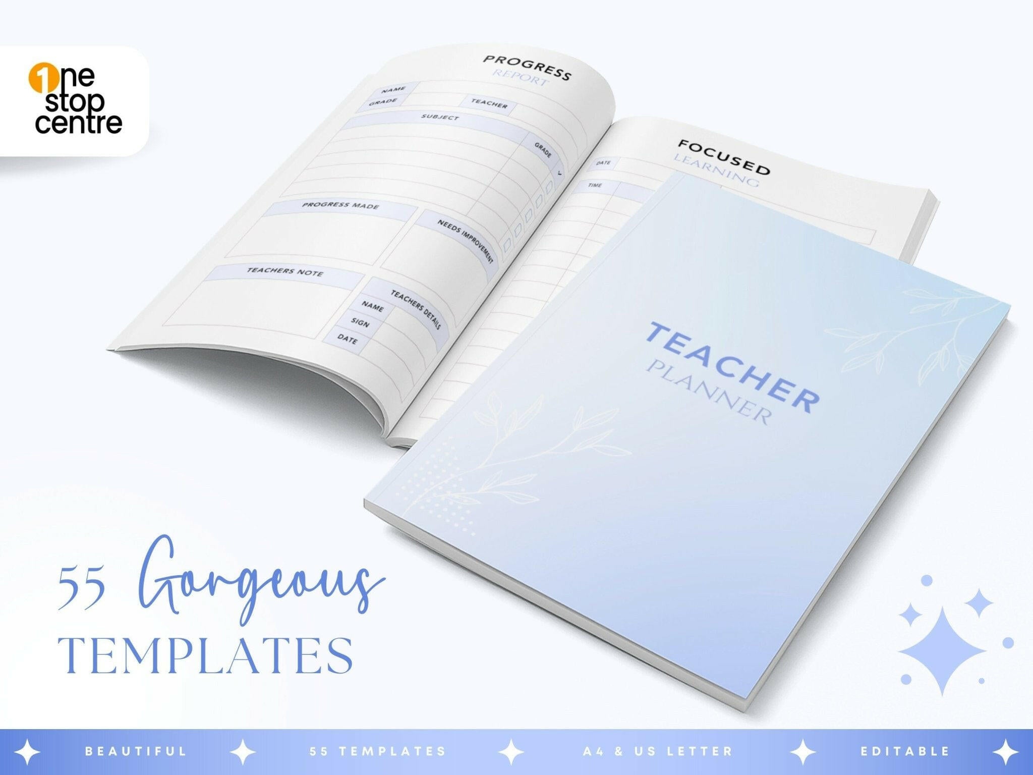 Editable Canva teacher planner bundle and Printable classroom organization and lesson planning tool