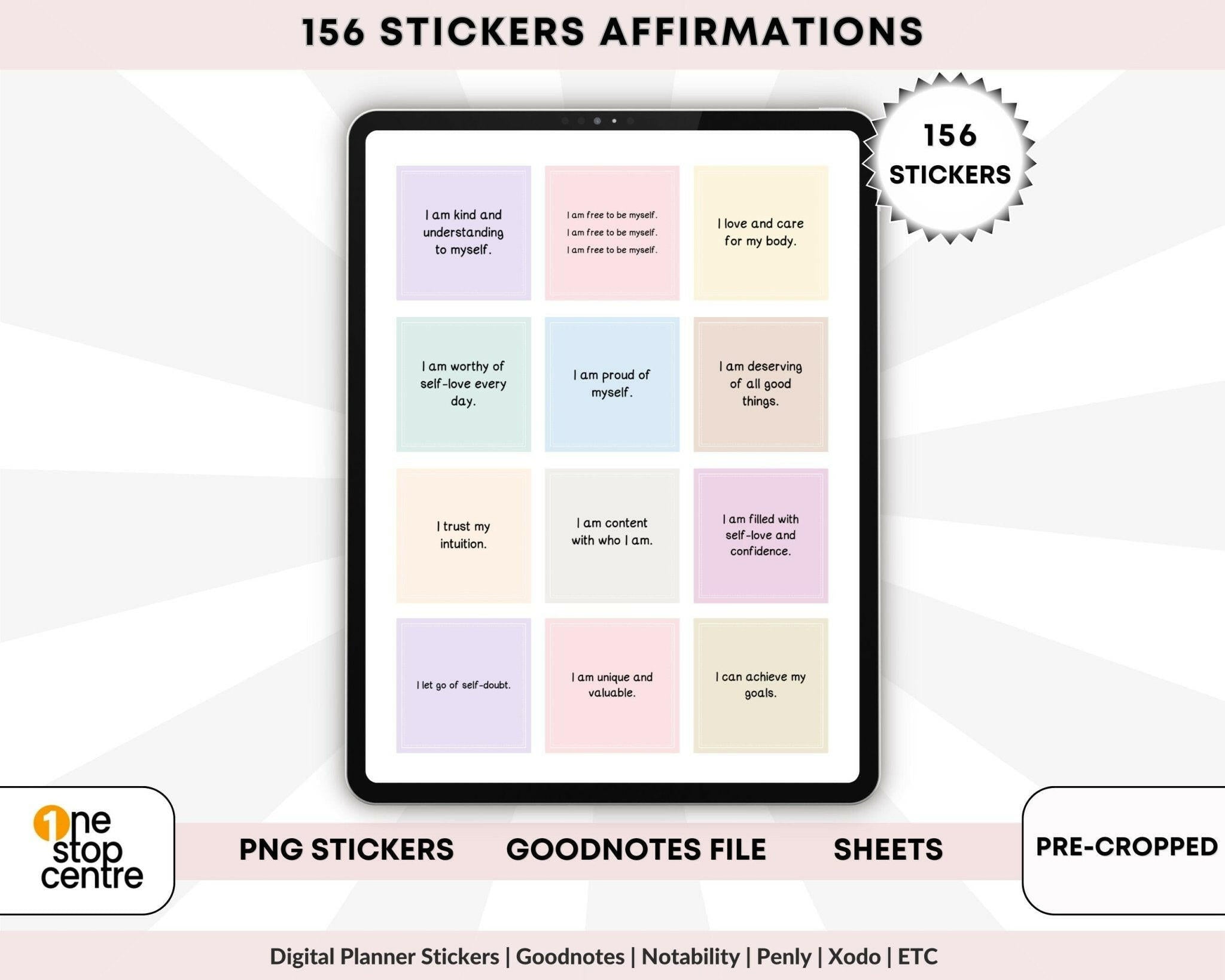 Calm and inspiring quotes in digital sticker form