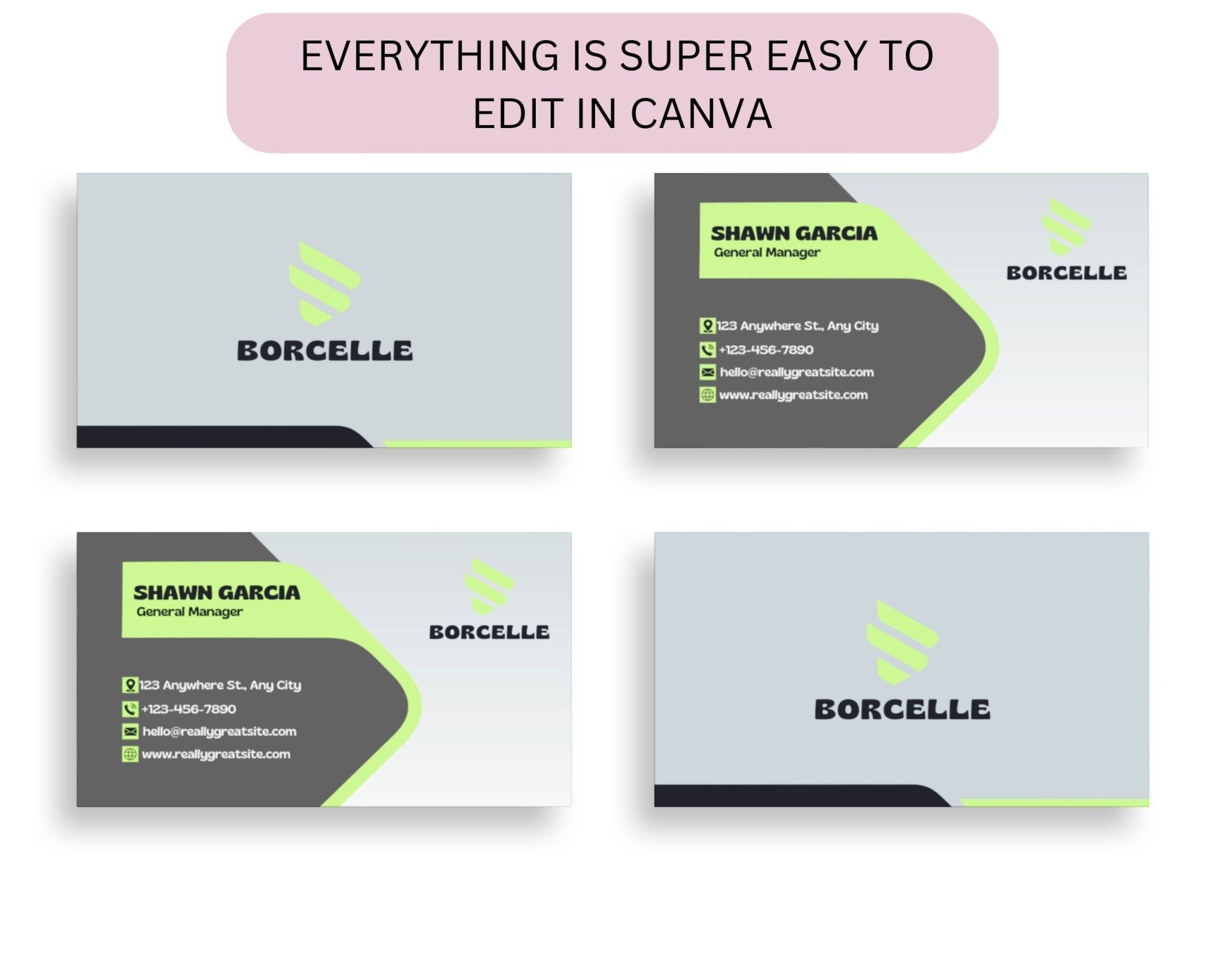 front and back Minimalist Canva template for business 