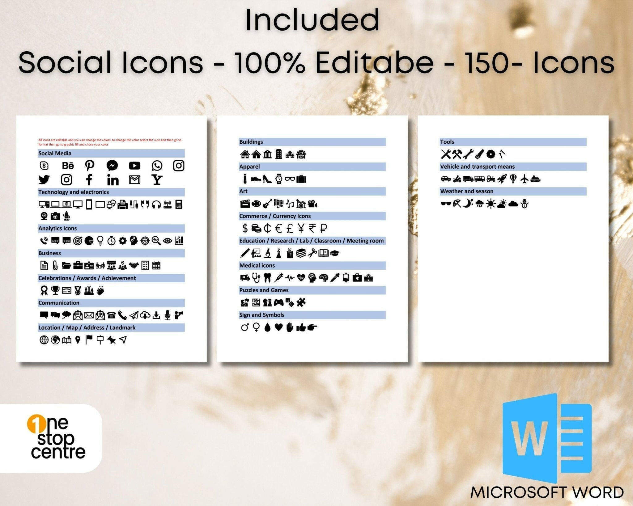 extra editable icons for Microsoft Word resume template 