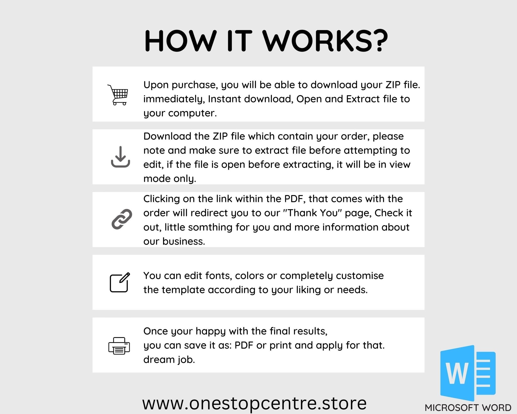 How it works Professional resume template with references