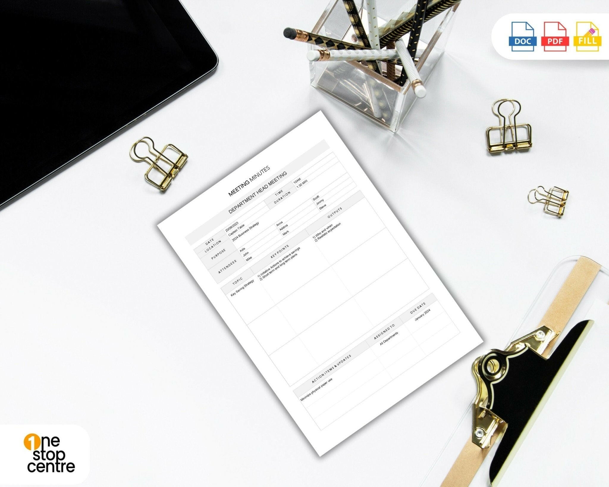 Customizable agenda and minutes template – professional style