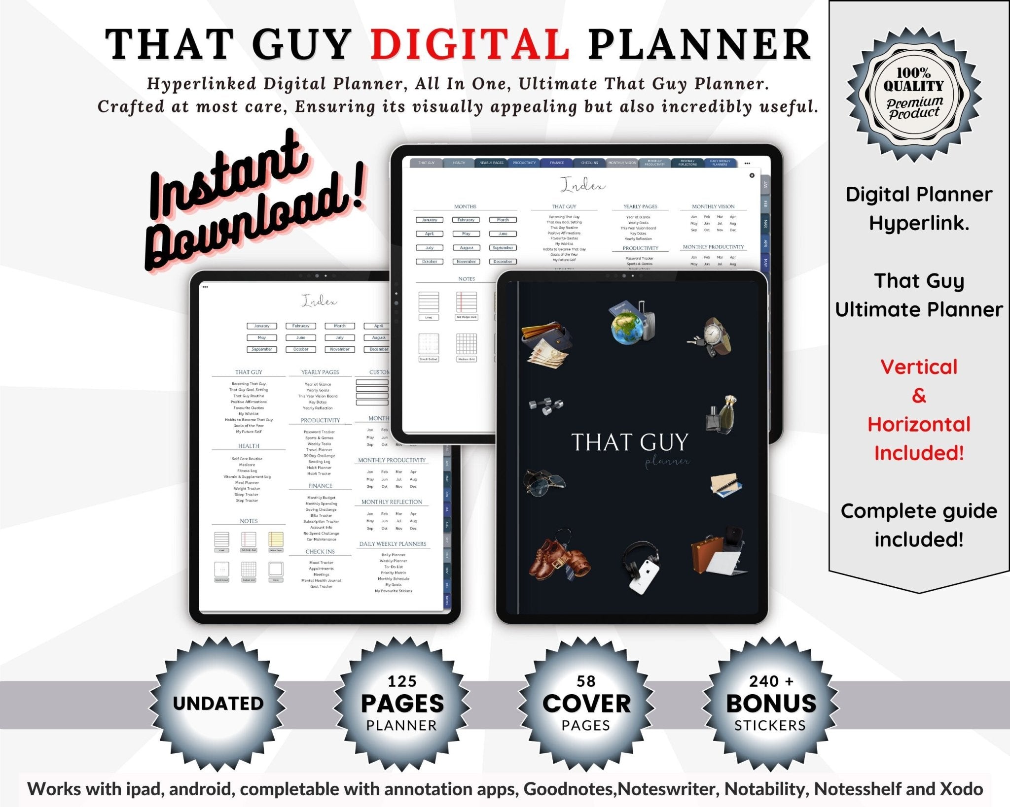 That Guy Digital Planner cover page shown on iPad for GoodNotes and Notability apps