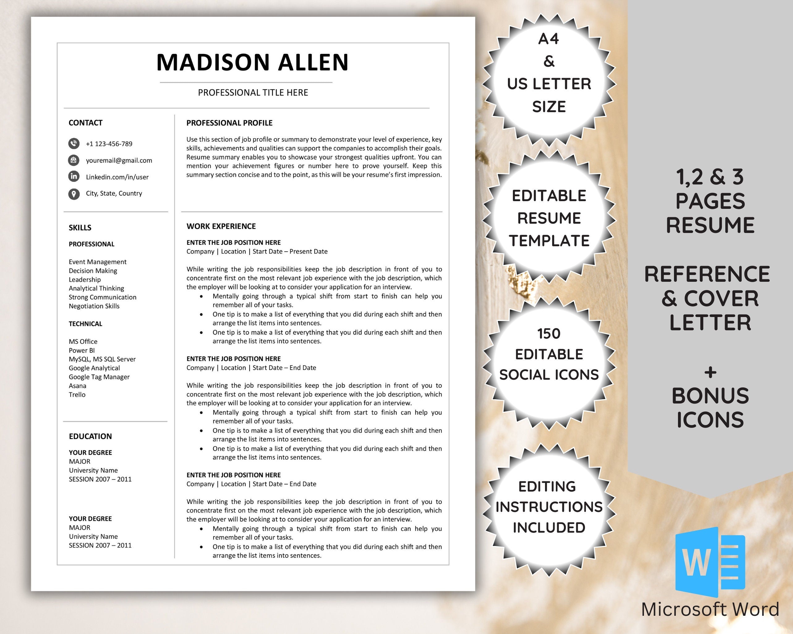 Minimalist ATS Resume Template – 1 Page CV Layout