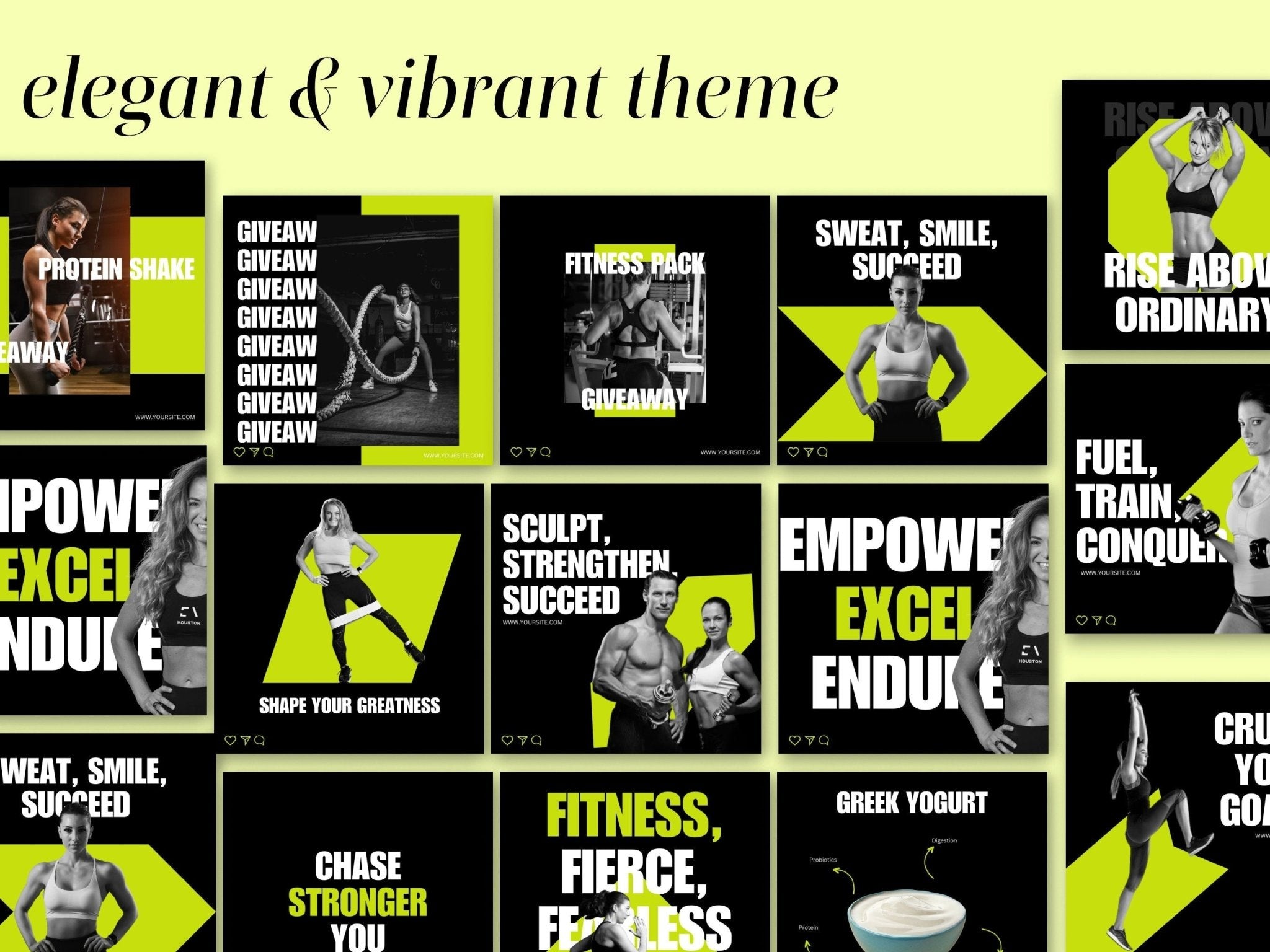 Branded fitness content templates for Instagram marketing