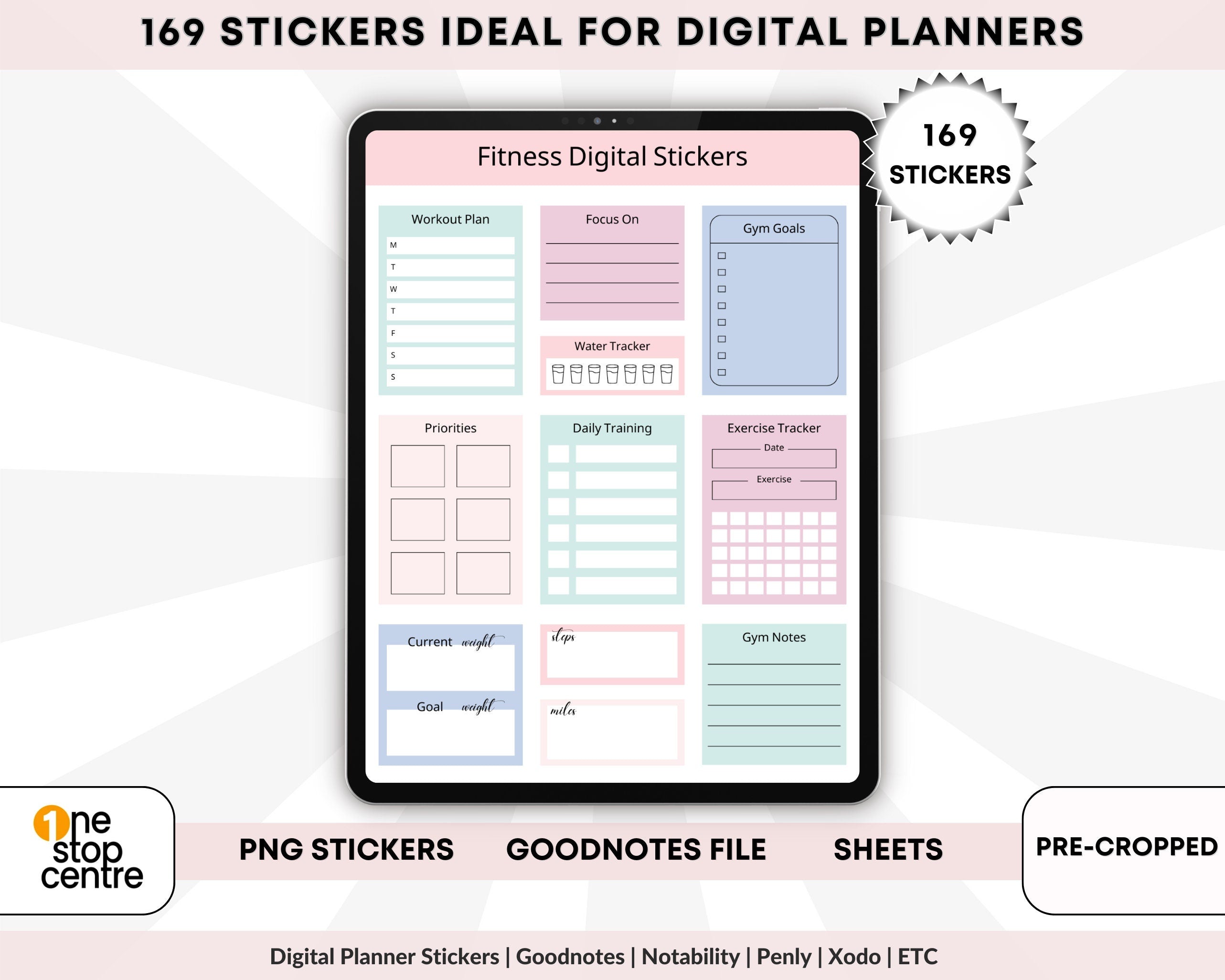 169 sticker ideal for digital planners and tracking fitness and daily routines 