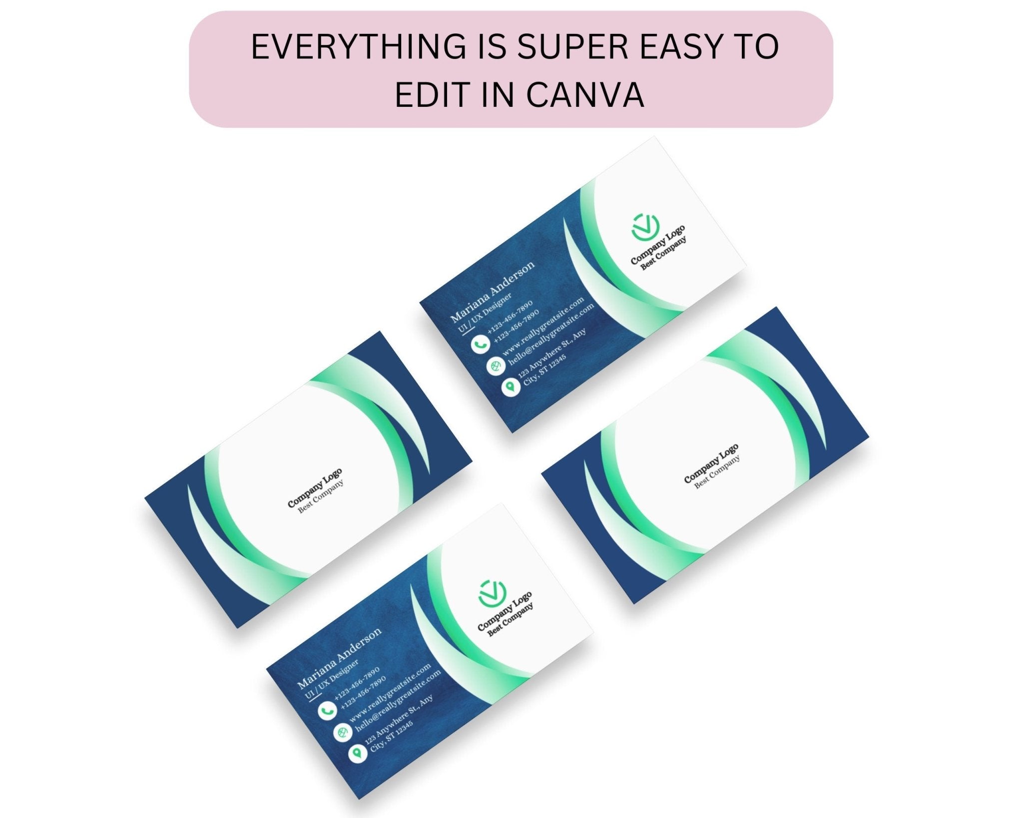 business card for entrepreneurs and creatives easy edit in Canva 