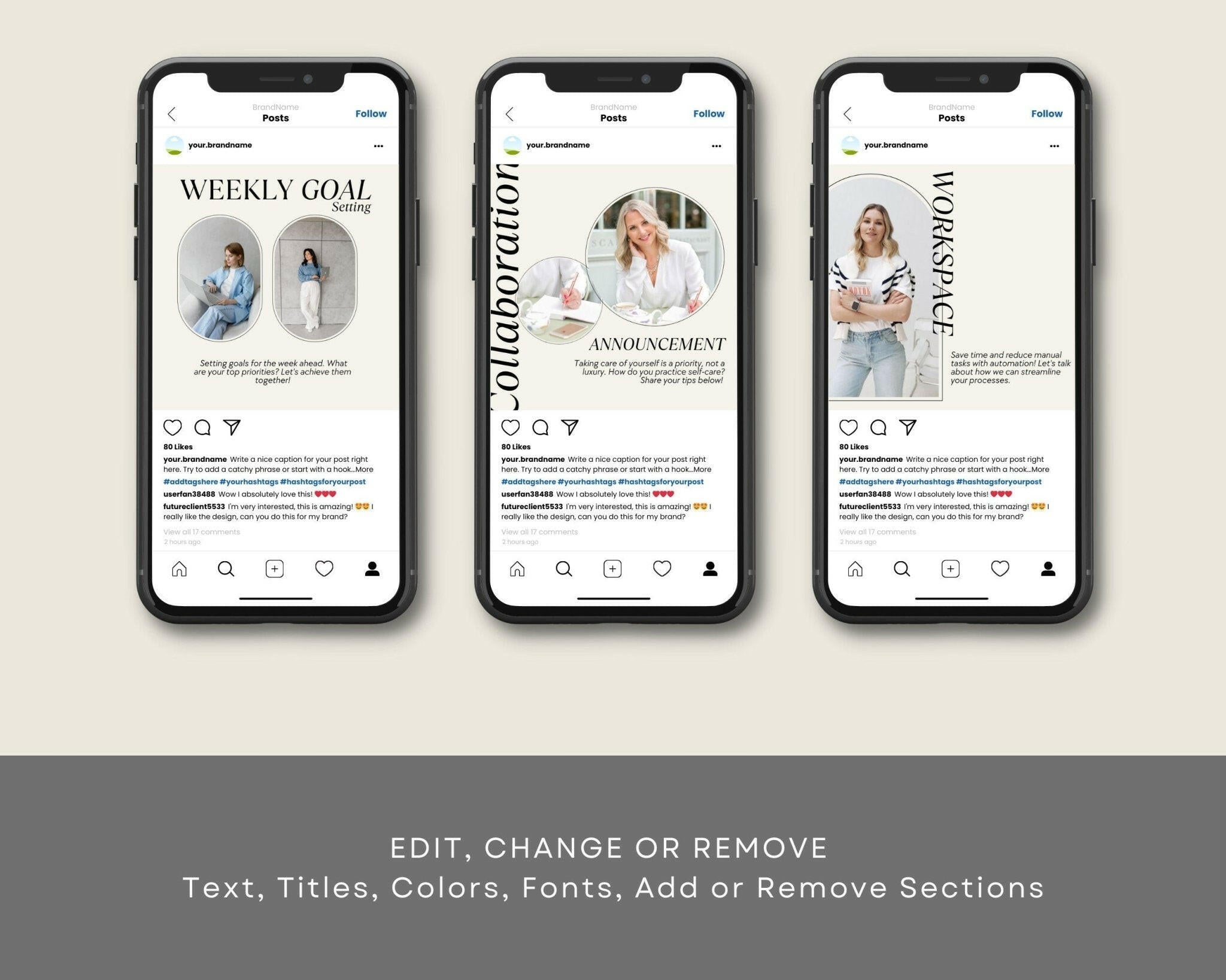 Service spotlight and pricing Instagram templates for VAs