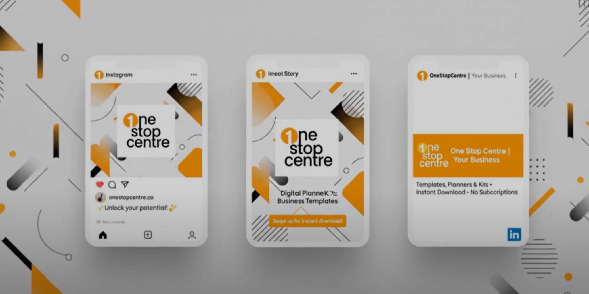Onestopcentre intro video digital planner & template overview on three phones