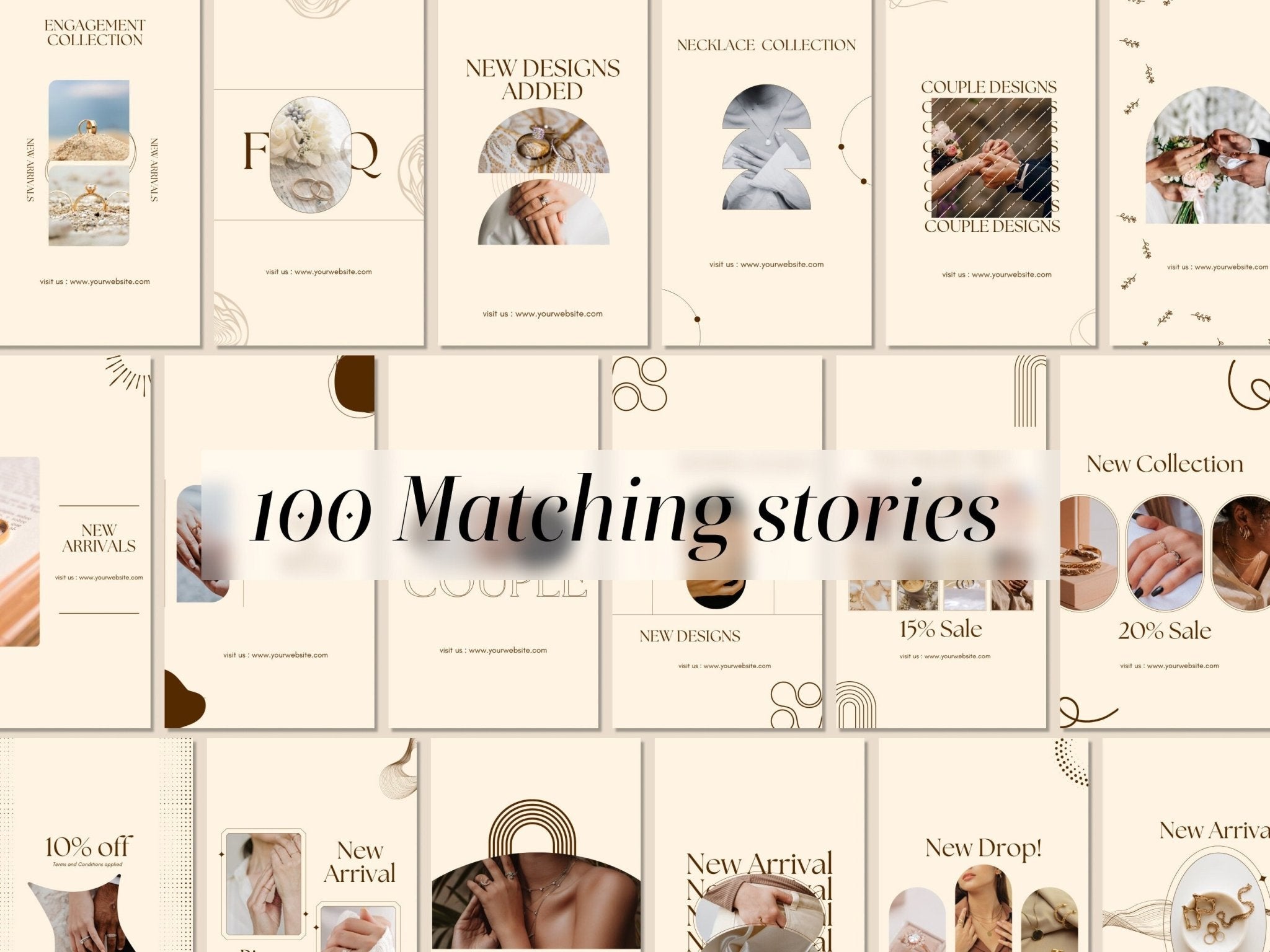 jewelry Instagram post and story template editable bundle in Canva 