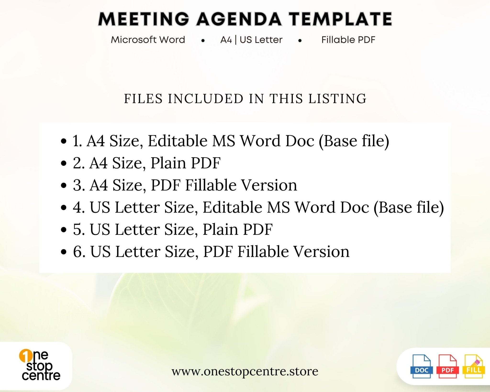editable and Customizable meeting agenda pdf fillable version 
