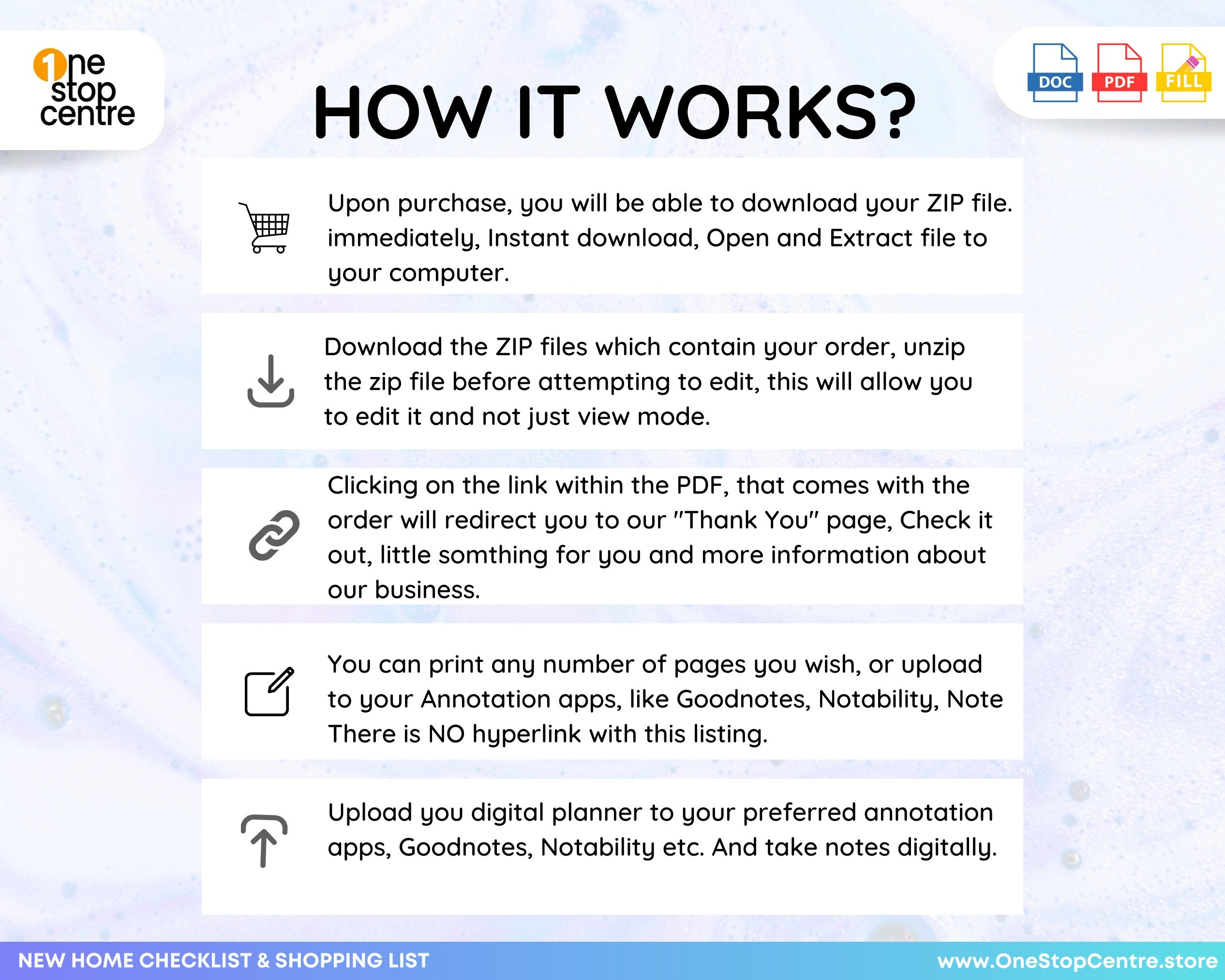 How it works Instant download new home checklist