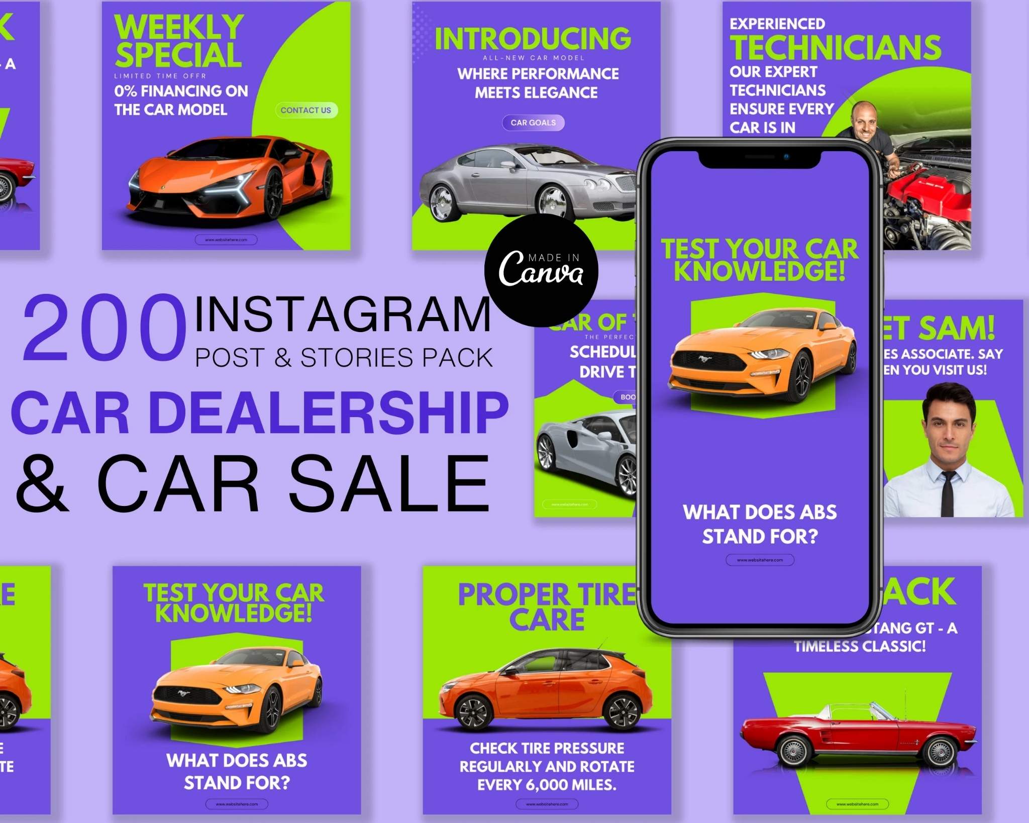 200 pack Canva templates for car marketing