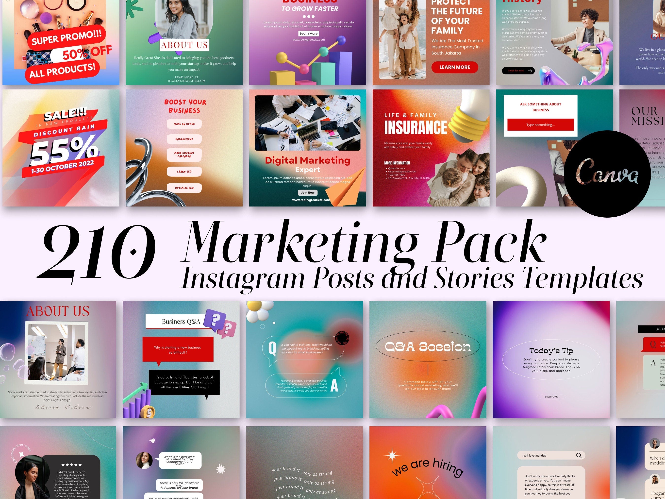 210 pre-made Instagram and Facebook story templates