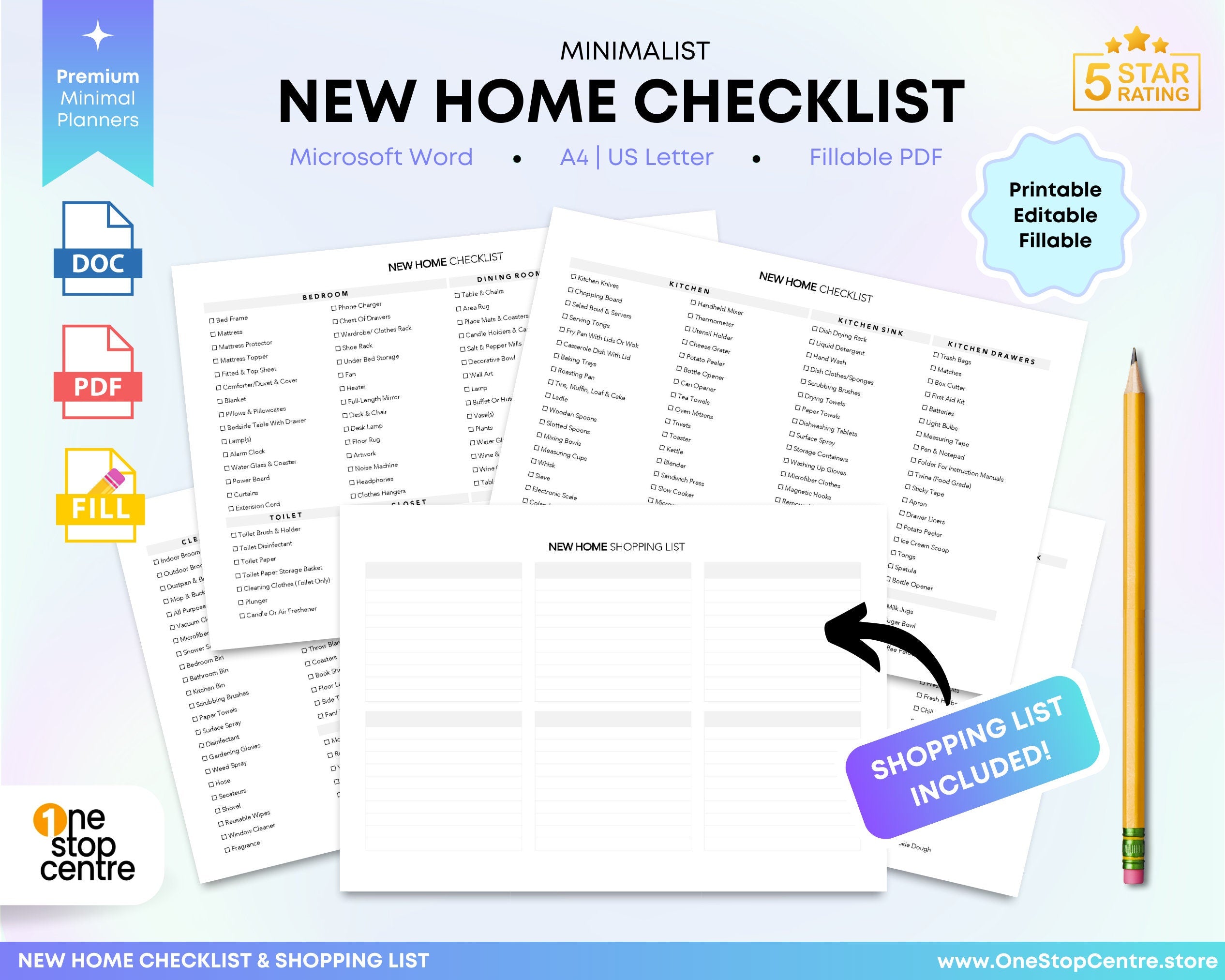 Editable new home checklist template