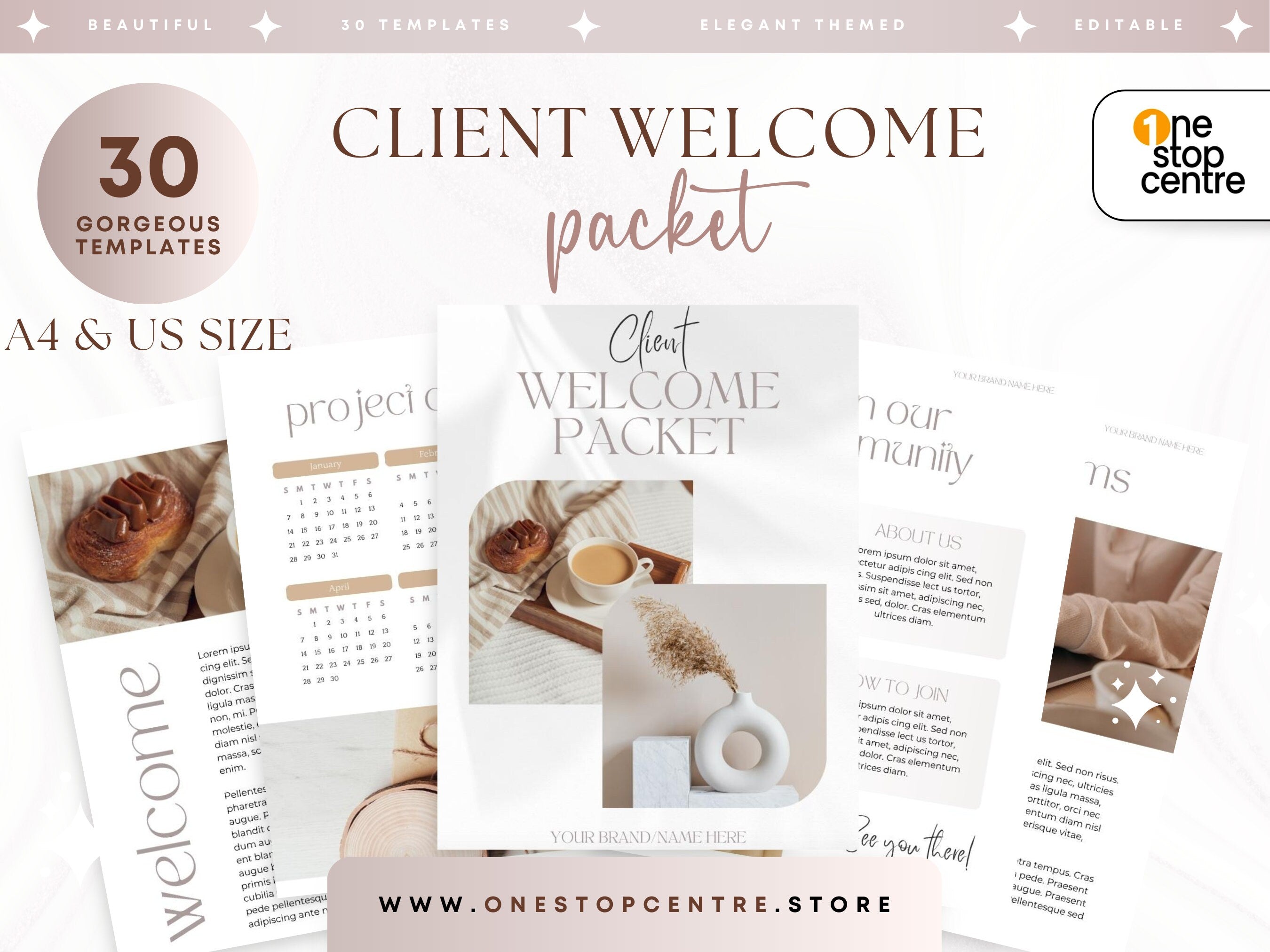 Professional client welcome packet template, 30 pages, A4 and US Letter