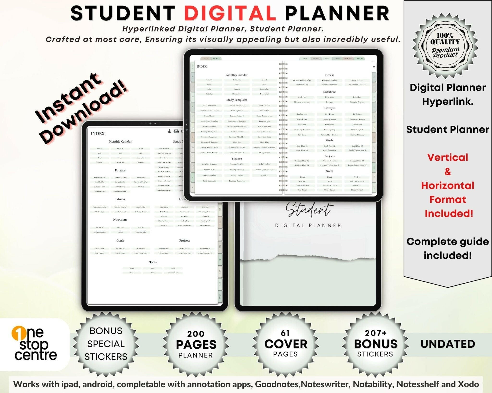 Student digital planner for iPad in Goodnotes