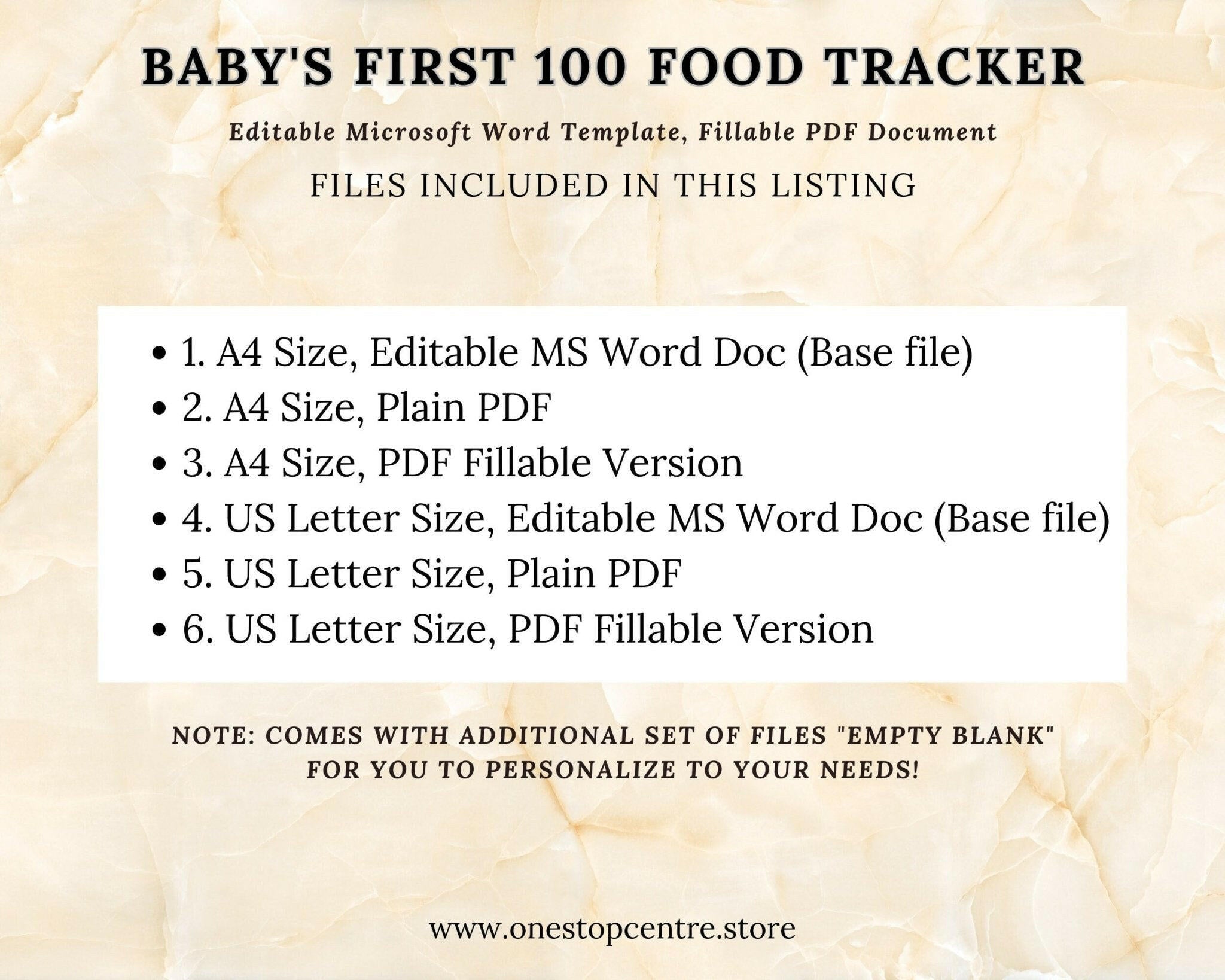 Editable Babys First Food Tracker Template, Child Food Allergies Likes & Dislikes, Printable Food Intake Tracker, Digital Baby Planning, PDF - OneStopCentre