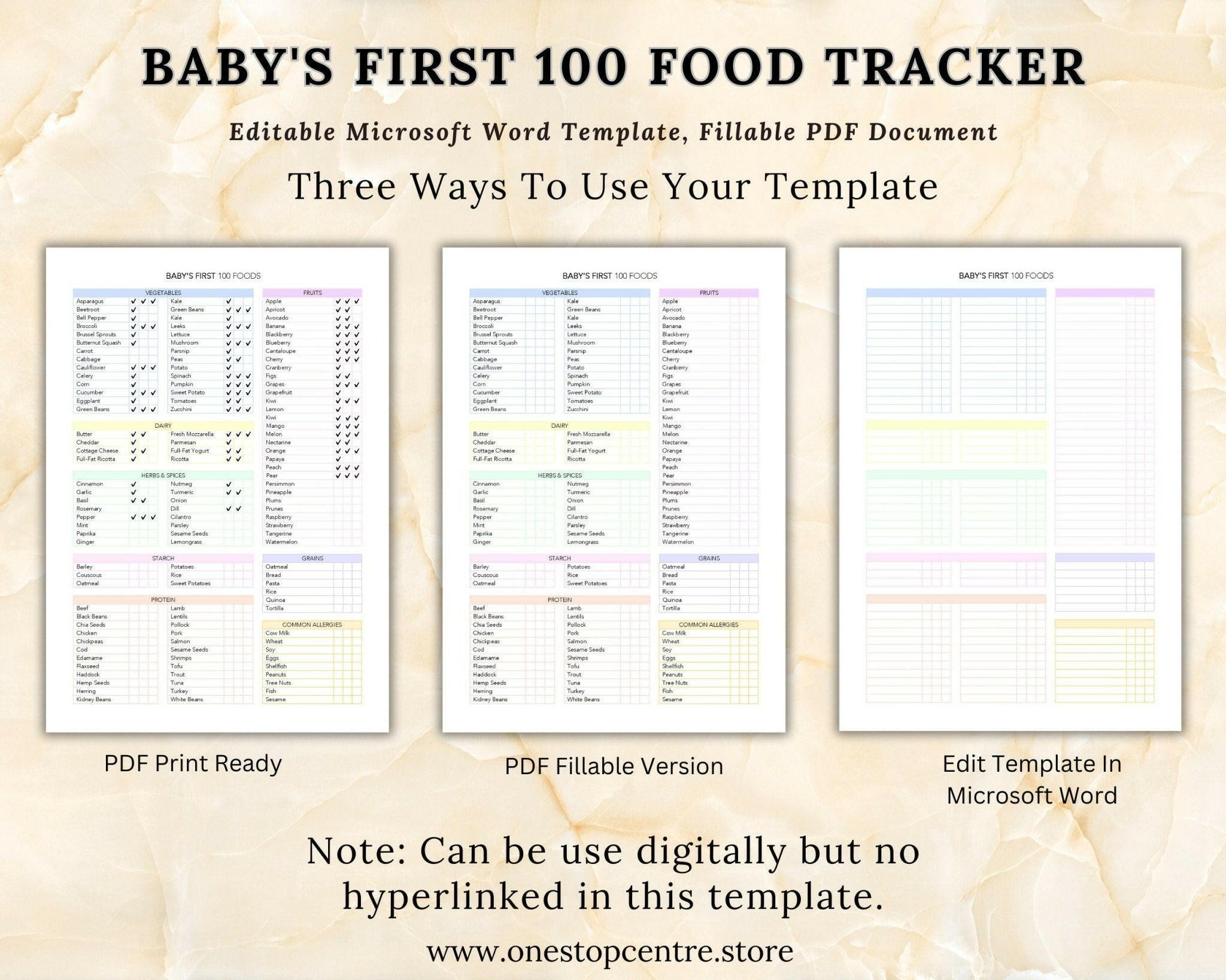 Editable Babys First Food Tracker Template, Child Food Allergies Likes & Dislikes, Printable Food Intake Tracker, Digital Baby Planning, PDF - OneStopCentre