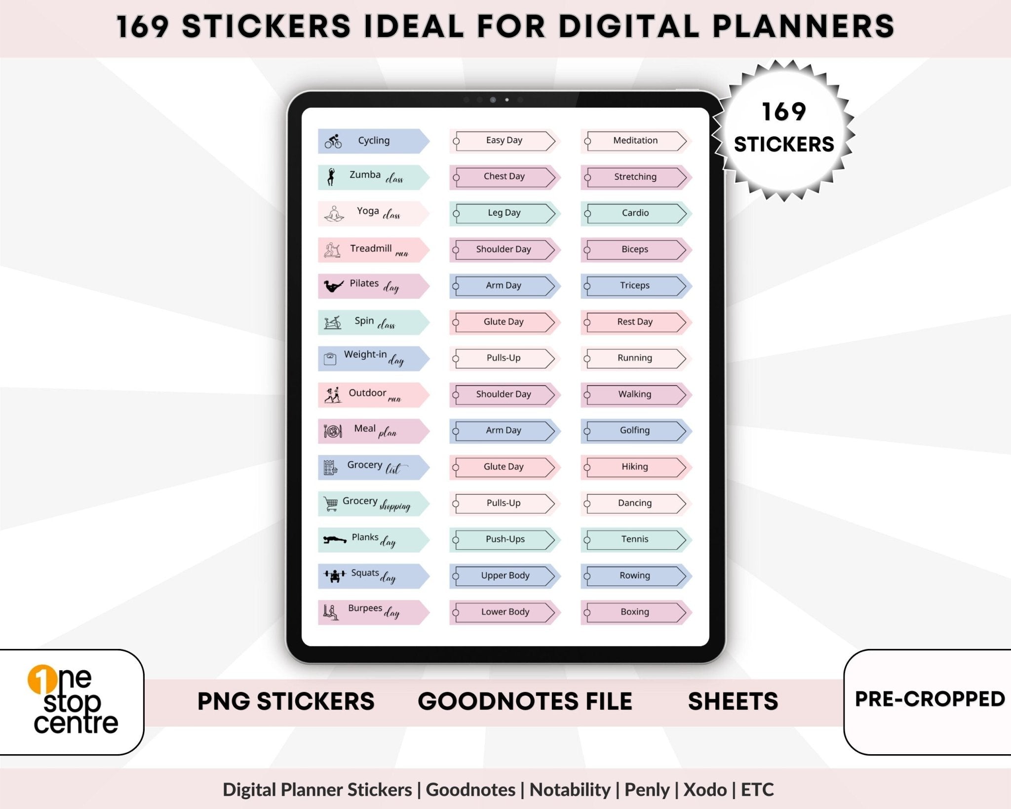 Workout and exercise stickers for any digital planning annotation apps 