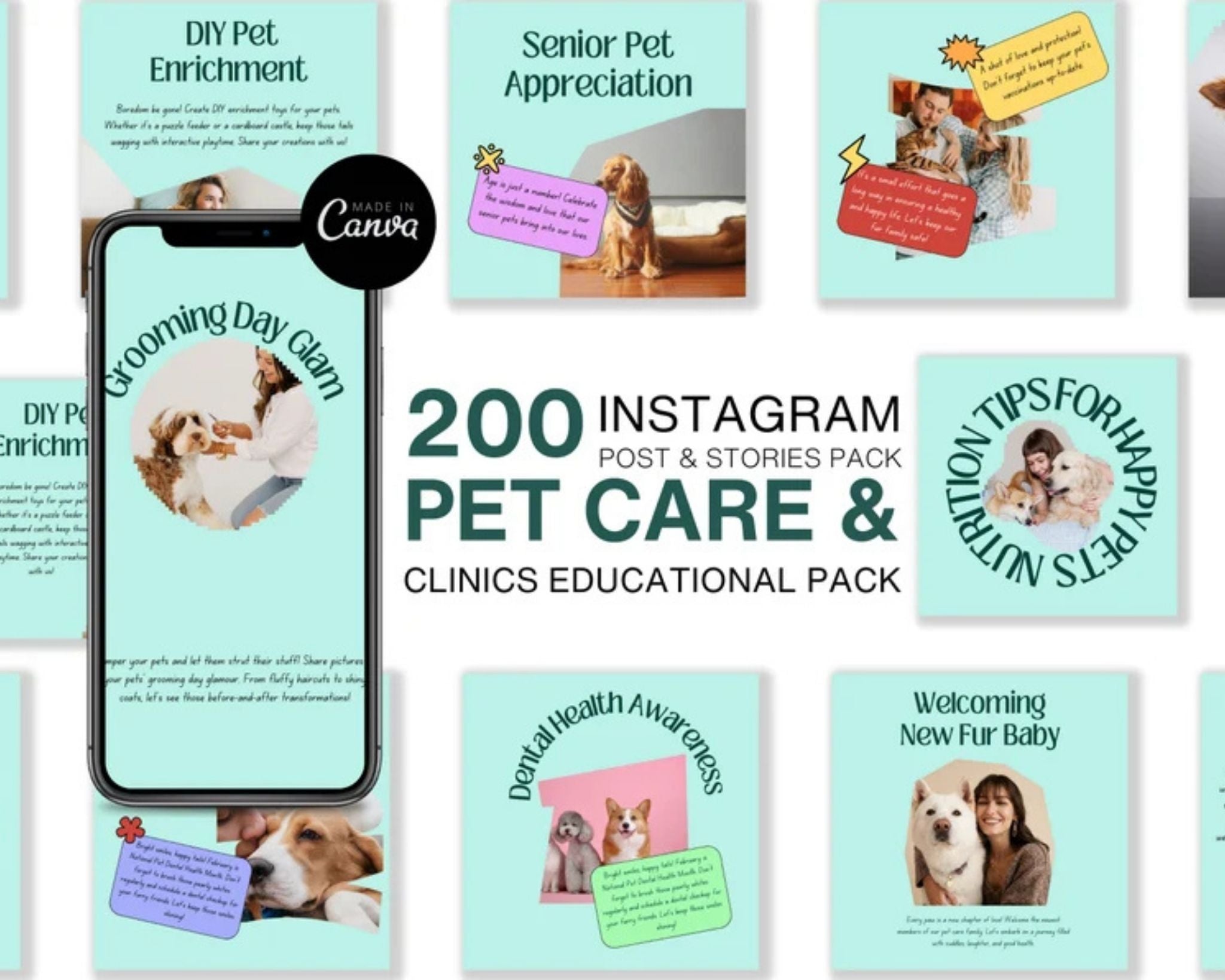 Pet care social media templates Editable Instagram post for veterinary dental awareness