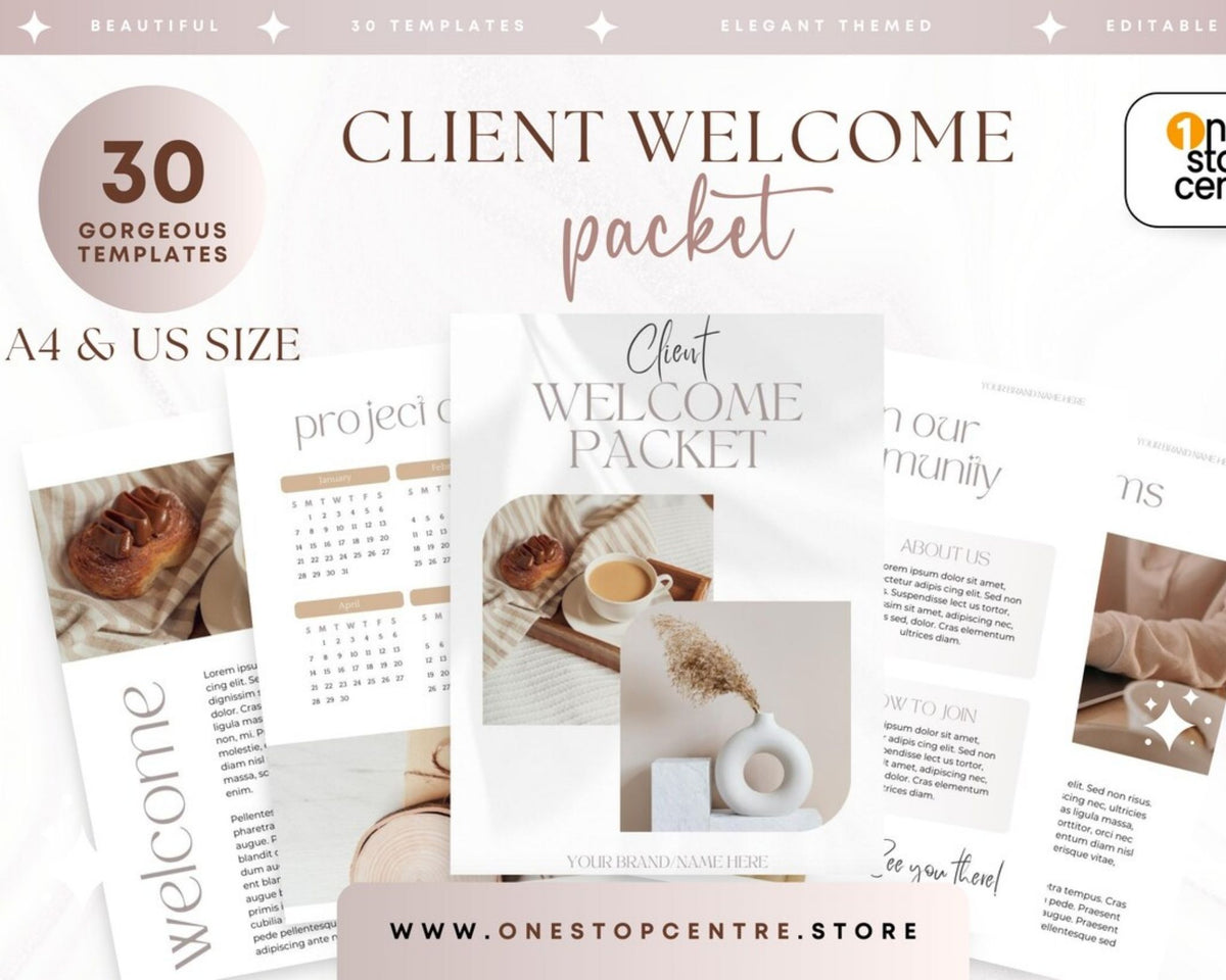 Client Welcome Packet Templates for Canva 30 Pages Editable