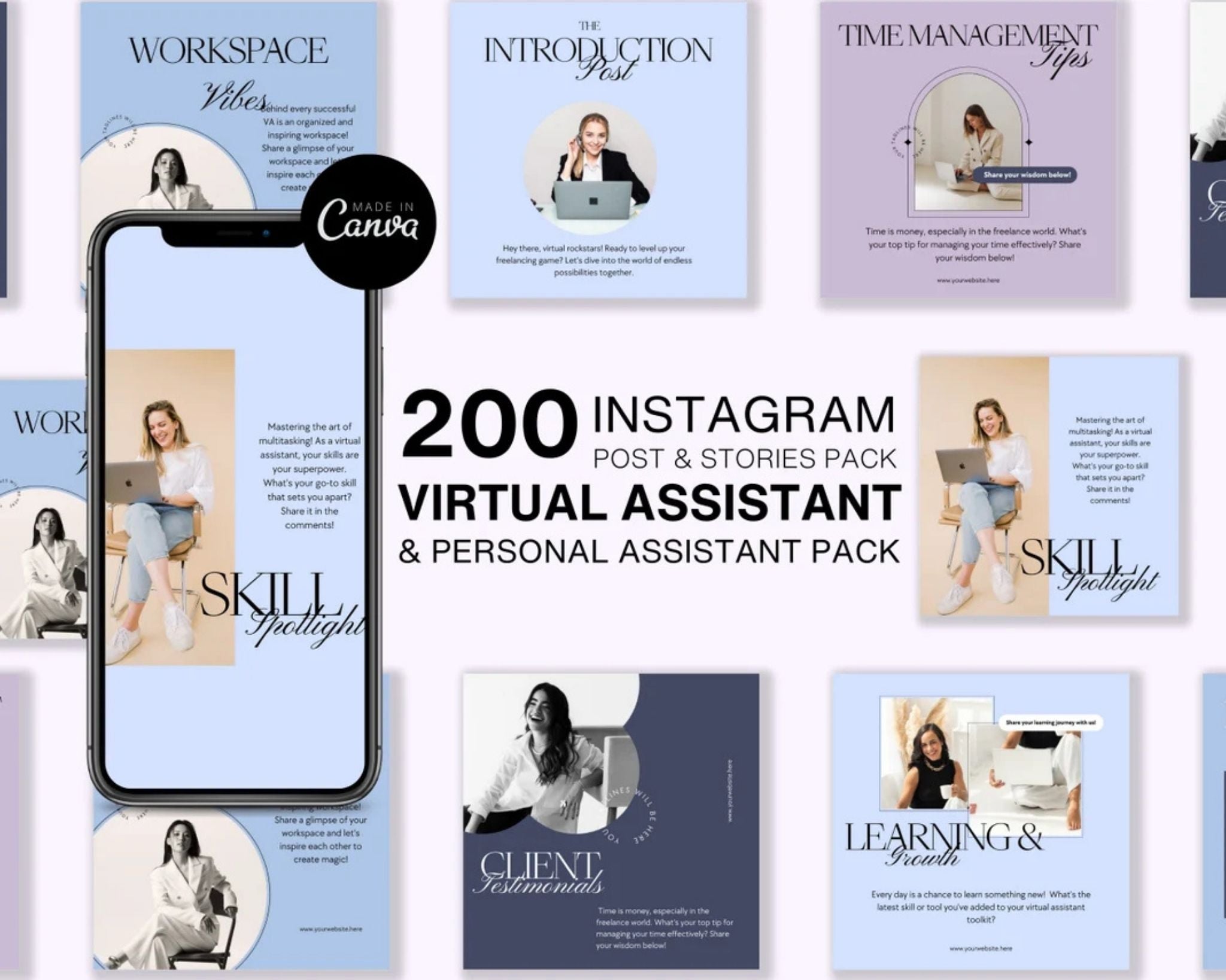 Virtual assistant Canva Instagram templates for social media managers